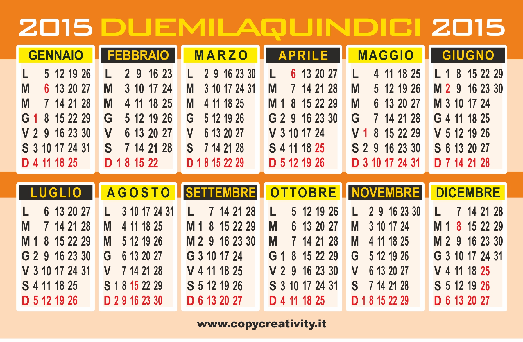 calendario 2015 annuale a